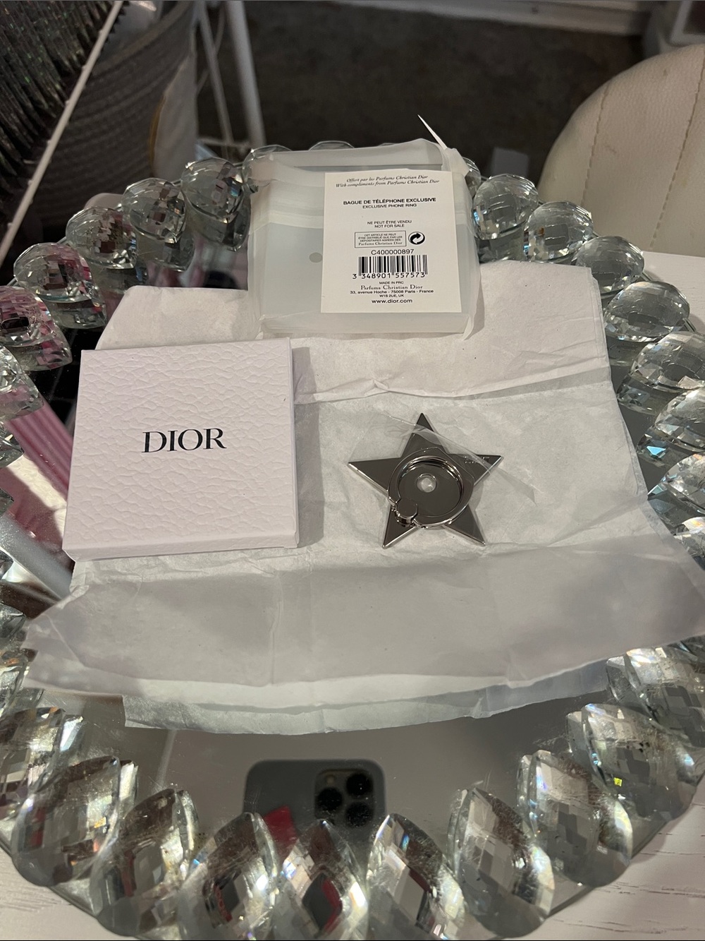 Dior Silver Star Phone Accessory
